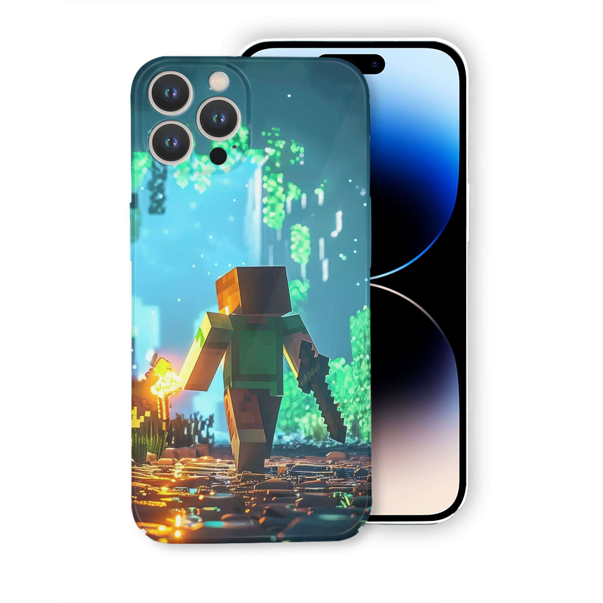 （画像用） マインクラフト ブロックの世界 Minecraft MC Block world 【iPhone 14シリーズ対応】ハードケース